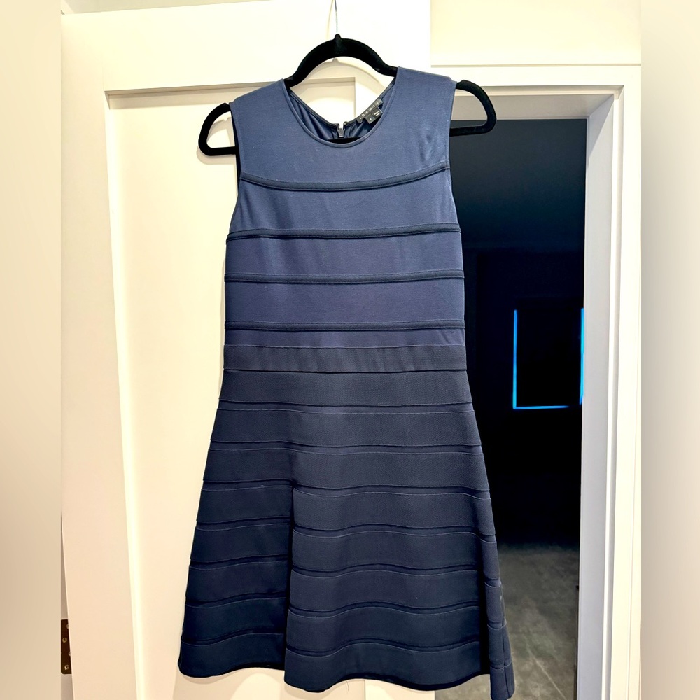 Theory navy fit and flare dress, size 6